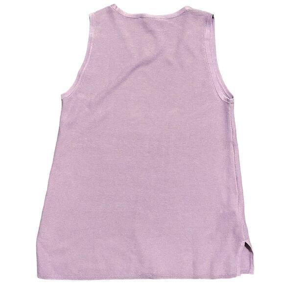Loft NWT Purple Cotton Knit Sleeveless Blouse Sz L - Picture 6 of 6